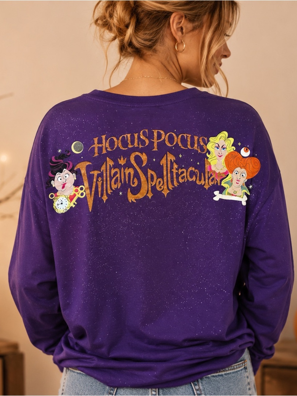 Disney Parks Hocus Pocus Villain Spelltacular Purple Glitter Spirit Jersey XXL